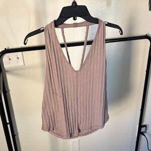 We The Free Ribbed V-Neck Tank Top in Light Brown